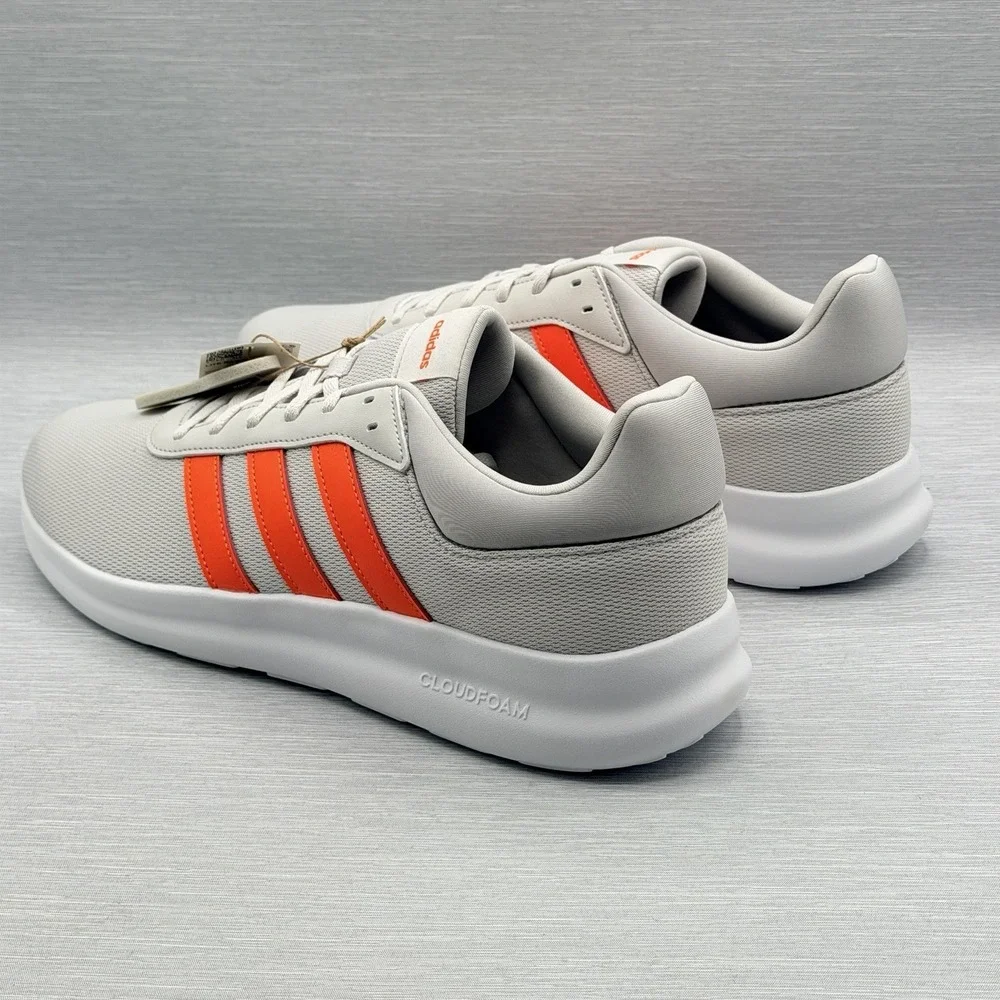 Adidas Men's 11.5 Sneakers Gray Orange Retro Lite Racer 4 Cloudfoam JR8548
